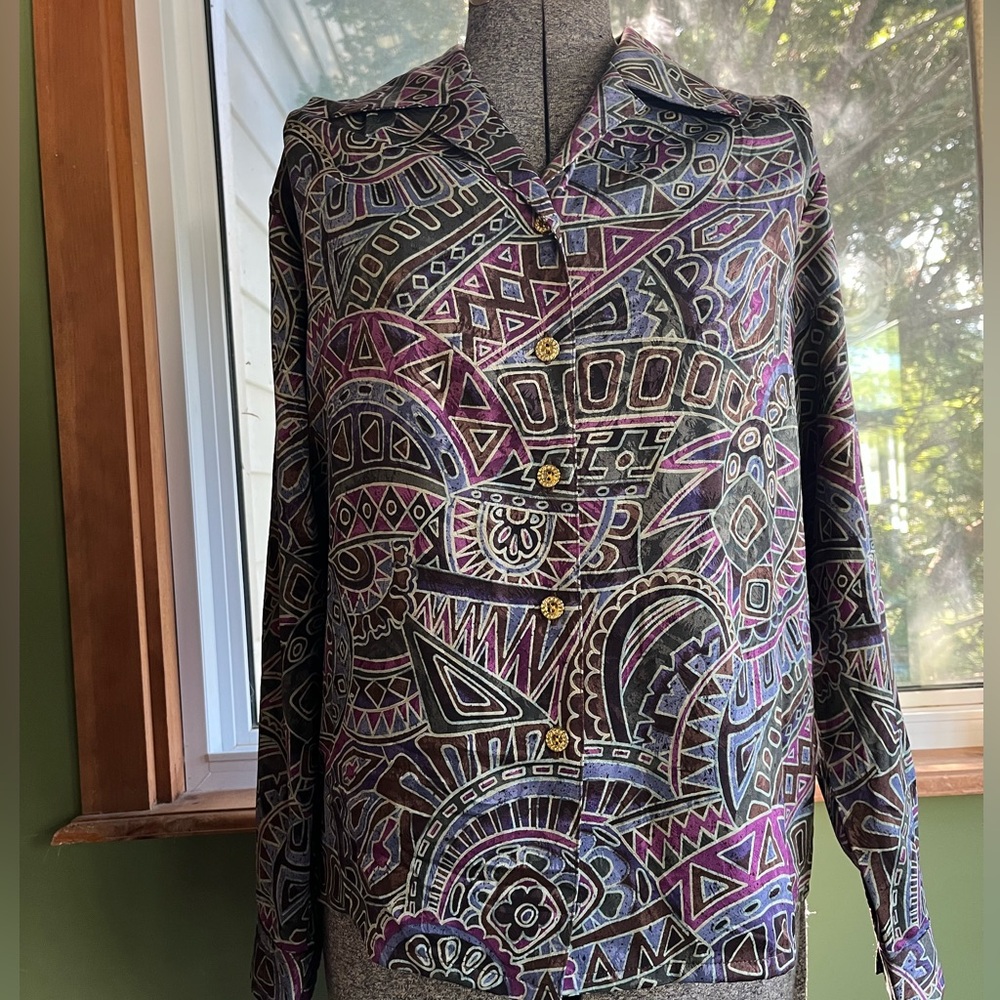 Vintage Abstract Button Up